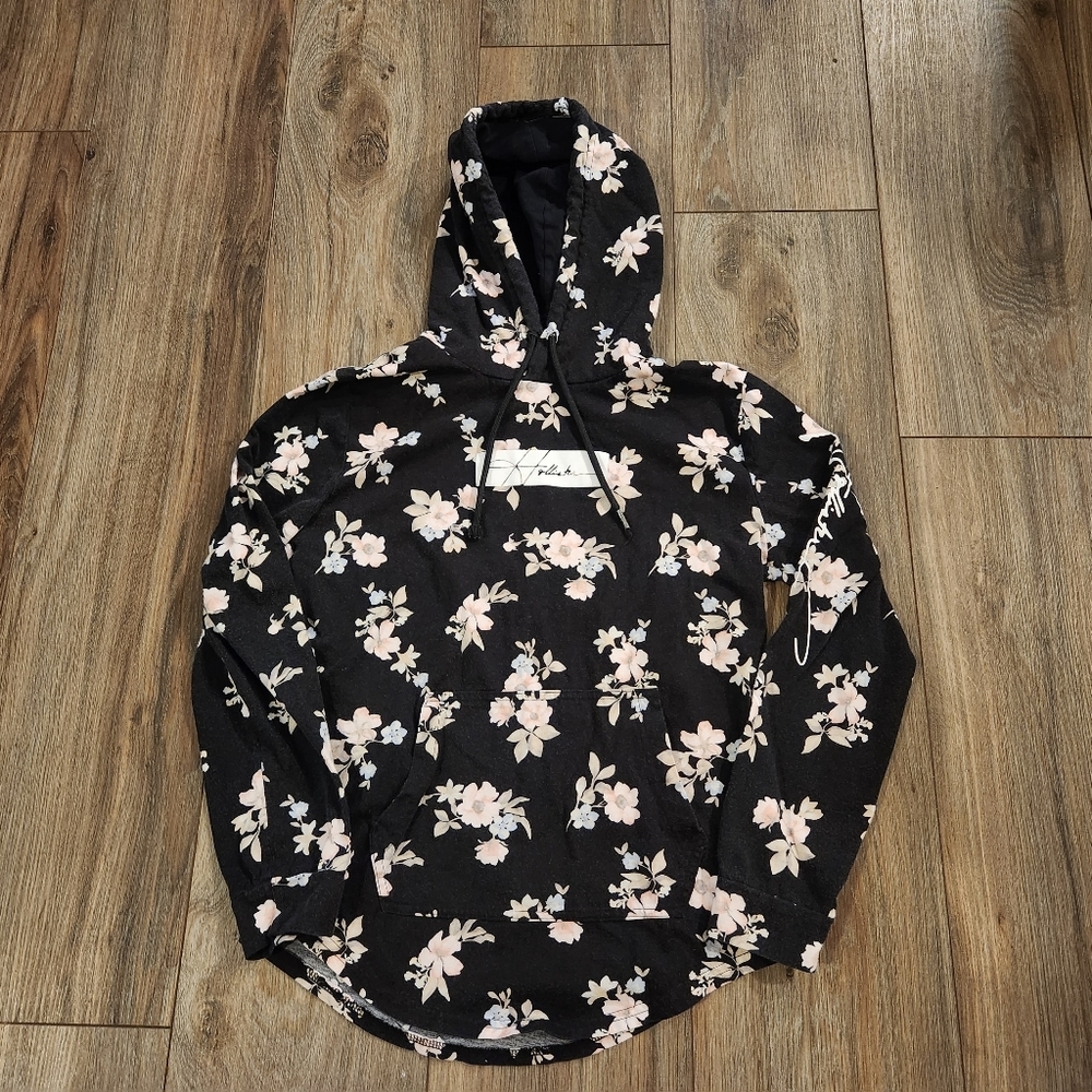 HOLLISTER Black & White Floral Hoodie XS